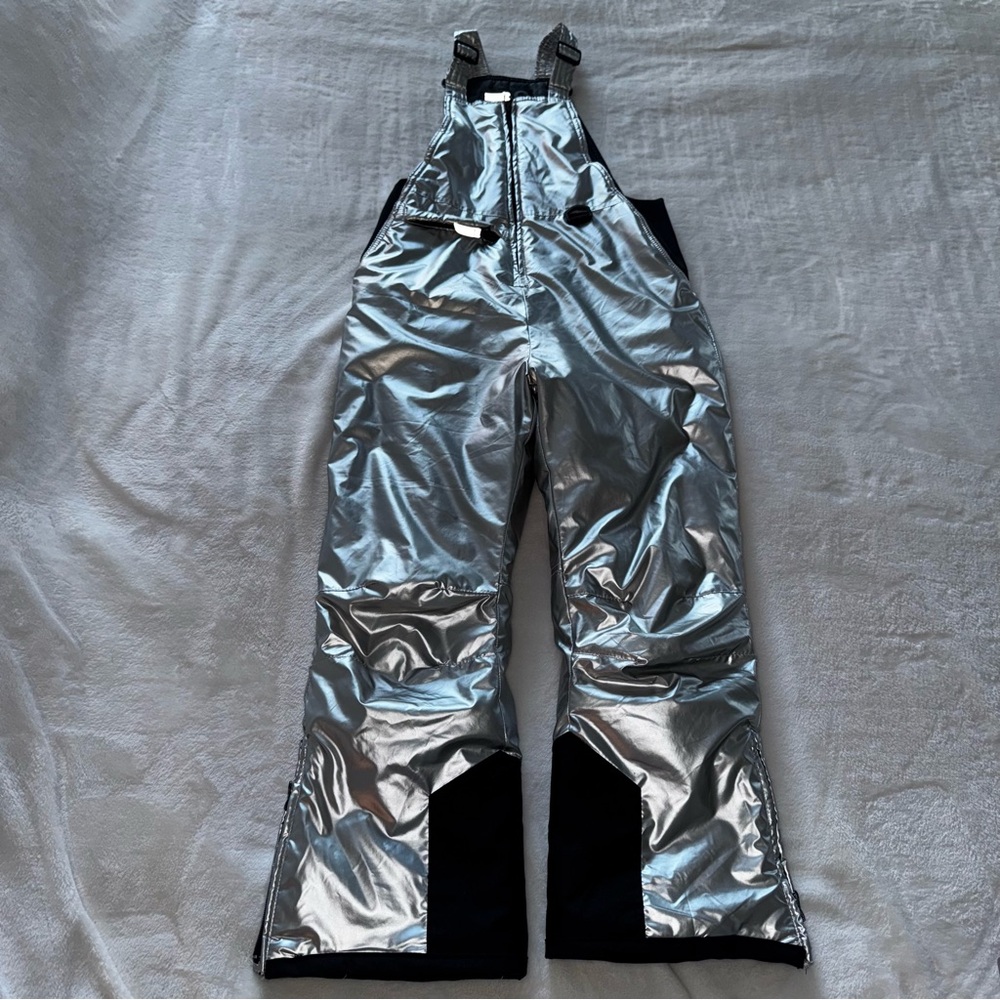 Arctic Quest Insulated Black Snow Ski Bib Pants Youth Medium 10/12 Silver